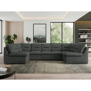 MKS Meble Ecksofa U-Form mit Schlaffunktion Grau