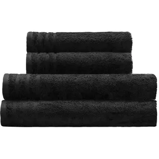 Kleine Wolke Handtuch Set Royal, 4 Stück (2 Handtücher 50/100 cm + 2 Duschtücher 70/140 cm), Frottier (Set, 4-St), Uni Farben, mit Bordüre, weich, in verschiedenen Sets erhältlich schwarz