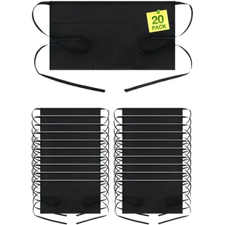 BOHARERS Taillenschürze mit 3 Taschen, 8 Stück, schwarze Kellnerschürze, kurze Schürze