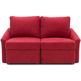 DOMO. Collection Relax Couch | Dauerschläfer Boxspring Sofa mit Schlaffunktion | 2-Sitzer Schlafsofa Gästebett | 168 x 96 x 86 cm | rot