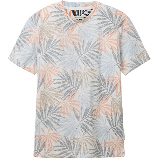 Tom Tailor Herren T-Shirt INSIDE OUT Regular Fit Orange Colorful Leaf Design 31837 S