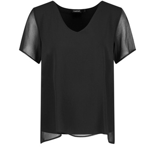 Taifun Poloshirt Shirt mit Chiffon-Layer schwarz 38