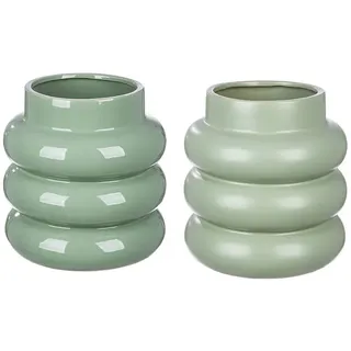 GILDE Vase Rim Keramik 24cm - Grün