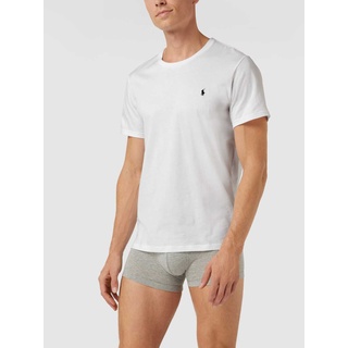 T-Shirt mit Logo-Stitching, Weiss, XL