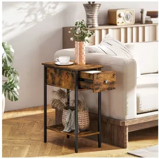 Homcom Beistelltisch Schmal Braun Spanplatte 25 x 39,8 x 58,2 cm