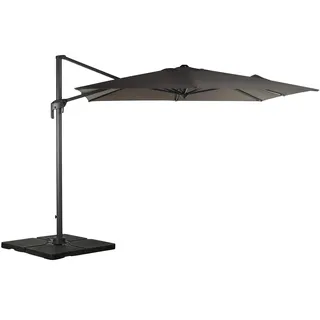 Deuline® Alu Sonnenschirm 270cm x 270 cm Gartenschirm Marktschirm Ampelschirm mit Kurbel Aluminium Mast UV-Schutz Wasserabweisende Bespannung FLORENZ quadratisch Grau 521812