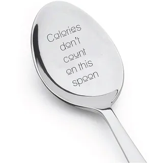 Calories Don't Count on This Spoon - löffel mit Gravur personalisiert Geschenke für Freundin Freund Schwester Bruder - Geschenke für Oma und Opa - geschenke fitness männer frauen - geschenke lustig
