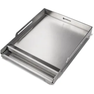BURNHARD® Premium Plancha Grillplatte Edelstahl für Gasgrill GRANT – massive 4 mm Grillfläche, hoher Rand & Fettauffangschale, spülmaschinenfest