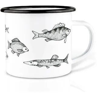 Ligarti® XXL Emaille Tasse (leicht & robust) | Camping Becher handveredelt in Deutschland | Kaffeetasse, Trinkbecher, Emaillebecher