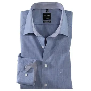 Olymp Businesshemd "Luxor modern fit", Herren, Gr. 39, N-Gr, blau (royal), Web, Obermaterial: 100% Baumwolle, kariert, Hemden