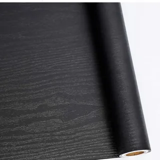 Abyssaly Klebefolie Möbel Holzoptik, Möbelfolie Schwarz Matt, Selbstklebend Folie Holz für Möbel, Küche Schränke, Tische, Fensterbank 60 x 500cm