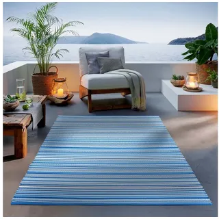 TaCa Home Teppich Outdoor & Indoor Teppich, rechteckig, Höhe: 3 mm, Terrasse Balkon Garten Wohnzimmer Küche, Türkis - 190 x 290 cm blau rechteckig | 190 cm x 290 cm x 3 mm