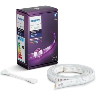 Philips Hue White & Color Ambiance Lightstrip Plus Erweiterung (1 m), dimmbarer LED Streifen für das Hue Lichtsystem mit 16 Mio. Farben, smarte Lichtsteuerung über Sprache oder App