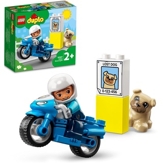 LEGO DUPLO Polizeimotorrad, Polizei-Spielzeug für Kleinkinder ab 2 Jahre, ideales Motorikspielzeug für Babys, Spielzeug-Motorrad für Mädchen und Jungen 10967