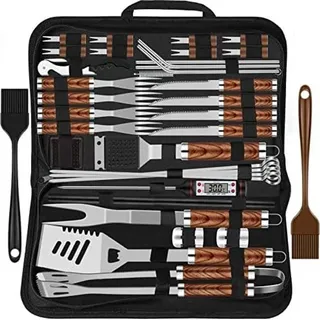 38 Stücke BBQ Grillbesteck Set Edelstahl Grillzubehör für Männer Geschenk Geburtstag Hochwertiger Grillutensilien Set Koffer mit Grillkoffer un...