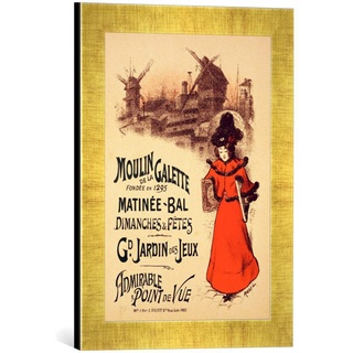 Gerahmtes Bild von Roedel Reproduction of a Poster Advertising The 'Moulin de la Galette' matinee Ball, 1896", Kunstdruck im hochwertigen handgefertigten Bilder-Rahmen, 30x40 cm, Gold Raya