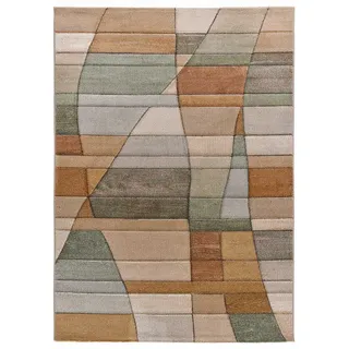 Atticgo Webteppich, Mehrfarbig, Kupfer, Grün, Beige, Textil, Abstrakt, Rechteckig, 160x230 cm, Oeko-Tex® Standard 100, antistatisch, für Fußbodenheizung geeignet, leicht zusammenrollbar, Teppiche & Böden, Teppiche, Moderne Teppiche
