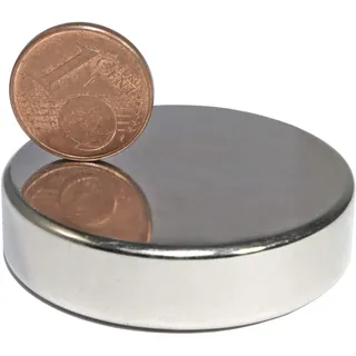 Neodym Magnet N52 Scheibe - Super Starke Magnetscheibe 40mm Durchmesser - 40x10mm Runde Neodym Magnete Sehr Stark Scheiben Rund Flach 24,5KG