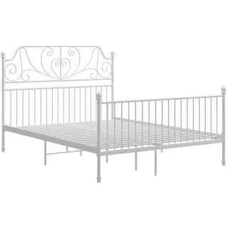 vidaXL Bettgestell Metallbett Schlafzimmer Bett Doppelbett Schlafzimmermöbel Bettrahmen Lattenrost Pulverbeschichtetes Metall Weiß 140x200cm