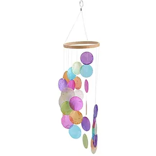 SYSUII Windspiel Capiz-Muscheln-Perlmutt-Muscheln Windspiele für den Außenbereich 54 * 13cm Fensterschmuck Muschelmobile Hängen Ornament Wandbehang hänge Deko für Fenster oder deko Wohnzimmer Garten