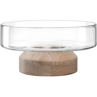 LEONARDO HOME Legno Schale, 1 Stück, Moderne Vase aus Glas und Holz, handgemacht, Zeitlose Schale, einzigartiges Kunstwerk, Elegantes Design mit langlebiger Freude,Höhe 13,4 cm, beige, 084752