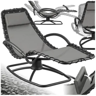 tectake Gartenliege ergonomische Kippliege, 77 x 170 x 83 cm, 150 kg Belastbarkeit, Sonnenliege Toulon, 1 St., in grau, bequeme Schaumstoffpolsterung, atmungsaktiv, wasserabweisend grau