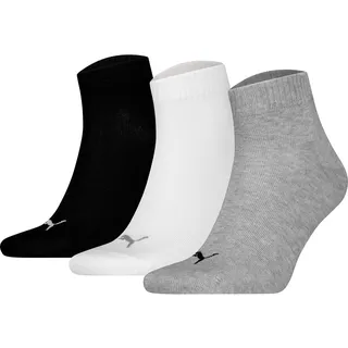 Puma Socken Quarter Plain 3P 3 Paar Schwarz/Weiß/Grau 35-38