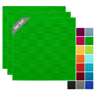 Lashuma Geschirrtücher 100% Baumwolle - Küchenhandtücher & Geschirrhandtücher 50x50 cm Waffelpique & Frottee Grün - Forst, 3er Set