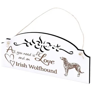 Dekolando Hängedekoration Irischer Wolfshund Deko 20x10cm All you need is Love weiß