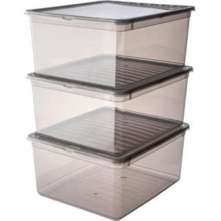 keeeper Aufbewahrungsboxen mit Air Control System, 3-teiliges Set, 3 x 18 l, Bea, Transparent