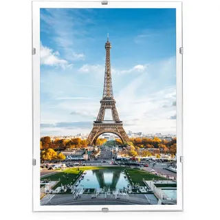 AVLL Rahmenloser Bilderrahmen, 60 x 90 cm | Transparent, Wandmontage, Modern, Hochformat