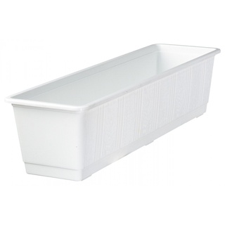 geli Balkonkasten STANDARD Weiß mit Holzstruktur 50 cm - Kunststoff