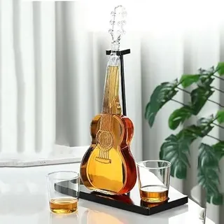 Whiskey Dekanter Set, 1000ml Kreative Gitarre Dekanter mit Stopper, Einzigartiges Geschenk für Geburtstag oder Jahrestag, Komplettes Glas Set