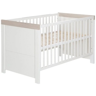 roba® Kinderbett 70 x 140 cm, verstellbar, 3 Schlupfsprossen, umbaubar zum Juniorbett weiß