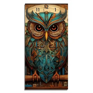 Wallario Wanduhr Mechanische Weisheit (Glasuhr) 30 cm x 60 cm