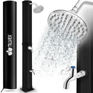 tillvex® Solardusche 35 Liter inkl. Abdeckung | Gartendusche warmes Wasser
