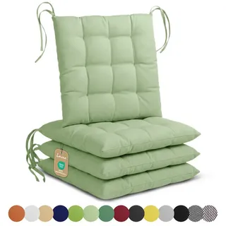 Lavea Stuhlkissen Lavea® Sitzkissen & Stuhlkissen 40x40 cm – 4er/8er Set, 40x40x3 cm, mit Stoffbändern, Indoor & Outdoor, für Garten & Balkon grün