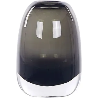 Beliani - Blumenvase Dunkelgrau Glas 18 cm Oval mit Schmaler Öffnung Modern Tischdeko Wohnaccessoires Deko Glasvase für Wohnzimmer Esstisch Flur