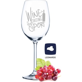 Leonardo Weinglas mit Gravur - Wine is my tasting Sport - Lustiges Weingeschenk - Geschenk für Frauen & Männer ideal als Geburtstagsgeschenk - Weingläser