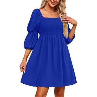 AFAZ New Trading UG A-Linien-Kleid Damen-Sommerkleid mit quadratischem Ausschnitt und Puffärmeln Schulterfreies, süßes Babydoll in A-Linie mit Bluse XL