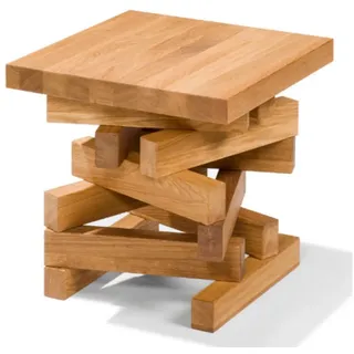 Woodek Design Nachttisch OSCAR, Couchtisch aus geölter Eiche, Massivholz (H 45 x B 40 x T 40 cm, 1-St., funktionaler Beistelltisch), skandinavischer Seitentisch beige