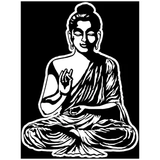 Samunshi® Wandtattoo Buddha Wandsticker 59 x 80cm weiß