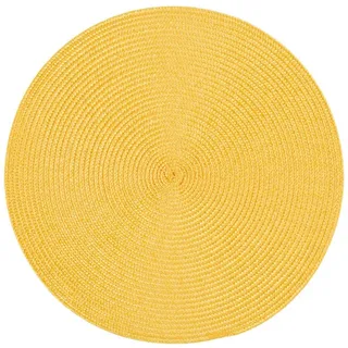 Haus und Deko Platzset Platzset rund ca. 35 cm Ø abwaschbar Bast Optik Tischset Platzdeckche, (1-St) gelb