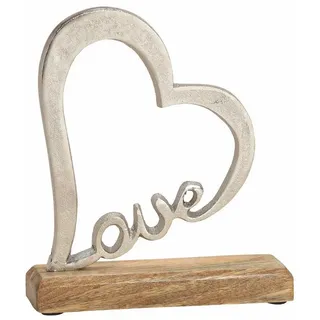 Spetebo Holz Aufsteller Herz 20 cm - Tisch Deko Silber Hochzeit