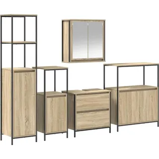 vidaXL Badezimmermöbel-Set 5-tlg. Beige Eiche