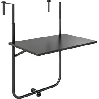 Outsunny Balkontisch zum Einhängen klappbarer Hängetisch 3-fach höhenverstellbar bis 15 kg 62x60 cm Schwarz für Balkon & Terrasse   Aosom.de