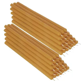 NKlaus 50x gelb Bienenwachs 21cm rußfrei Handarbeit Tafelkerze Ritualkerze Tropfkerzen 36342