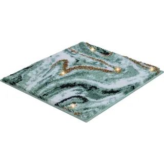 Badematte LEONIQUE "Gloria" Badematten Gr. rechteckig (80 cm x 150 cm), 1 St., Polyacryl, bunt (grün, goldfarben) Gemusterte Badematten
