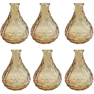 GMMH Dekoflasche Glasflasche 6 Stück Korkenglas Korkengläser Deko Apotheke Flasche Likörflasche Apothekerglas Vintage Glas (hell orange)