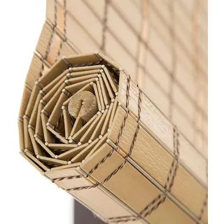PVC Bambusrollo Wetterfest Aussen Retro Bambus Rollo Jalousine Wasserfest Sonnenschutz Sichtschutz Rollo mit Lifter 80 90 100 120 140cm Breit Fenster Sonnenschutz Rollo für Balkon(W90xH100cm)